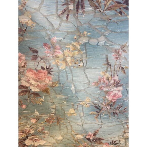 Karen Kane L Floral Top Blue and Pink 3/4 sleeves Textured Unique Fairy - Picture 5 of 7